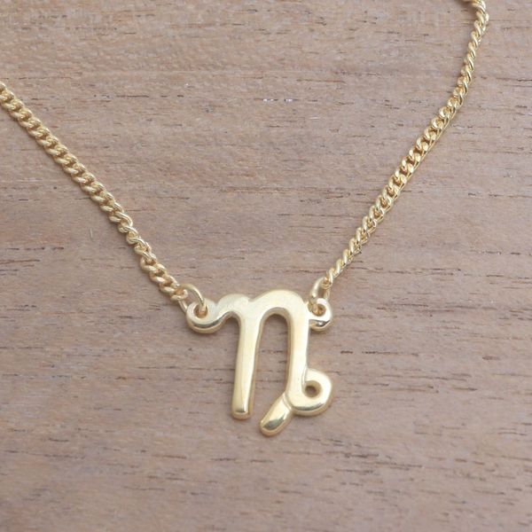 Alternate image for 18k Gold Plated Sterling Silver Capricorn Pendant Necklace Golden Capricorn