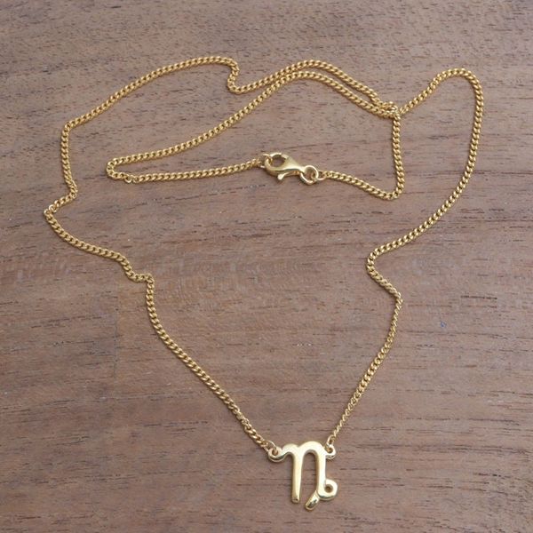 Alternate image for 18k Gold Plated Sterling Silver Capricorn Pendant Necklace Golden Capricorn