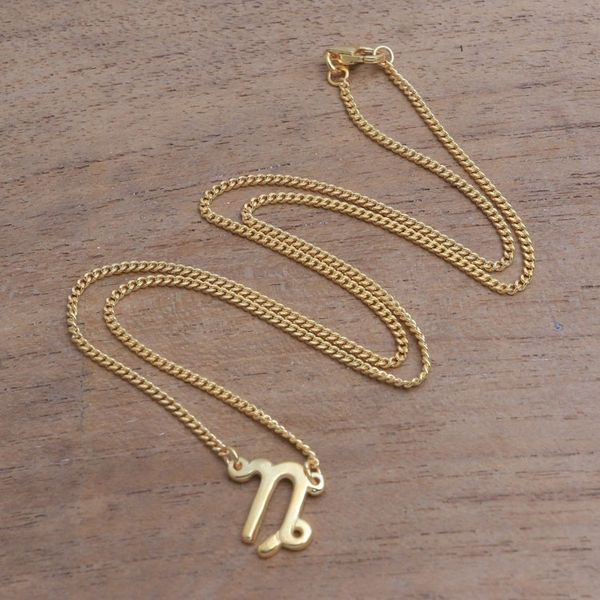 Alternate image for 18k Gold Plated Sterling Silver Capricorn Pendant Necklace Golden Capricorn