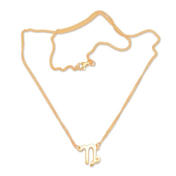 Alternate image for 18k Gold Plated Sterling Silver Capricorn Pendant Necklace Golden Capricorn