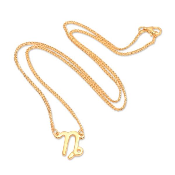 Alternate image for 18k Gold Plated Sterling Silver Capricorn Pendant Necklace Golden Capricorn