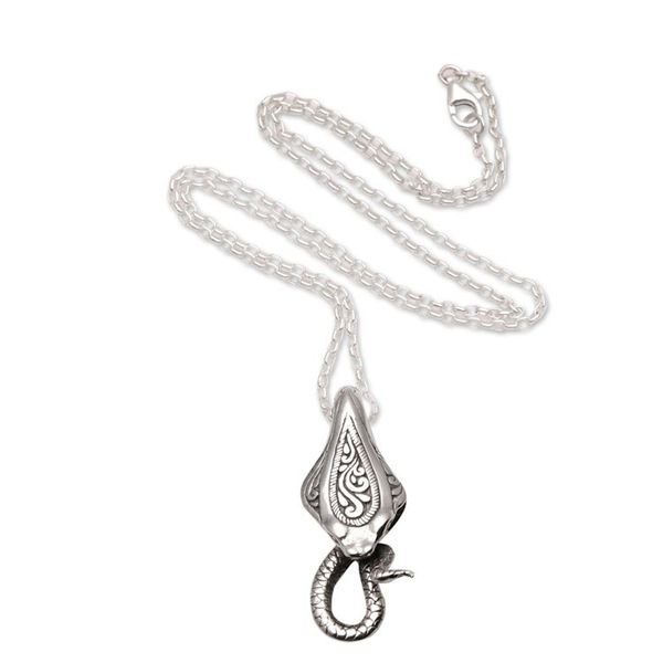 Alternate image for Mens Sterling Silver Cobra Snake Pendant Necklace from Bali Mighty Cobra