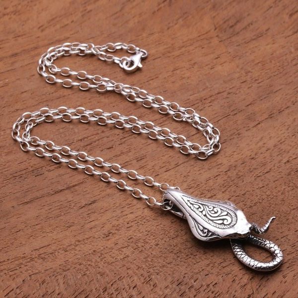 Alternate image for Mens Sterling Silver Cobra Snake Pendant Necklace from Bali Mighty Cobra
