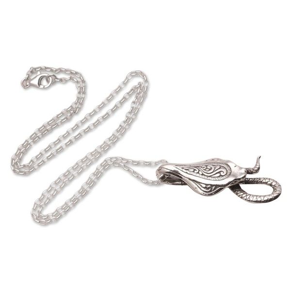 Alternate image for Mens Sterling Silver Cobra Snake Pendant Necklace from Bali Mighty Cobra