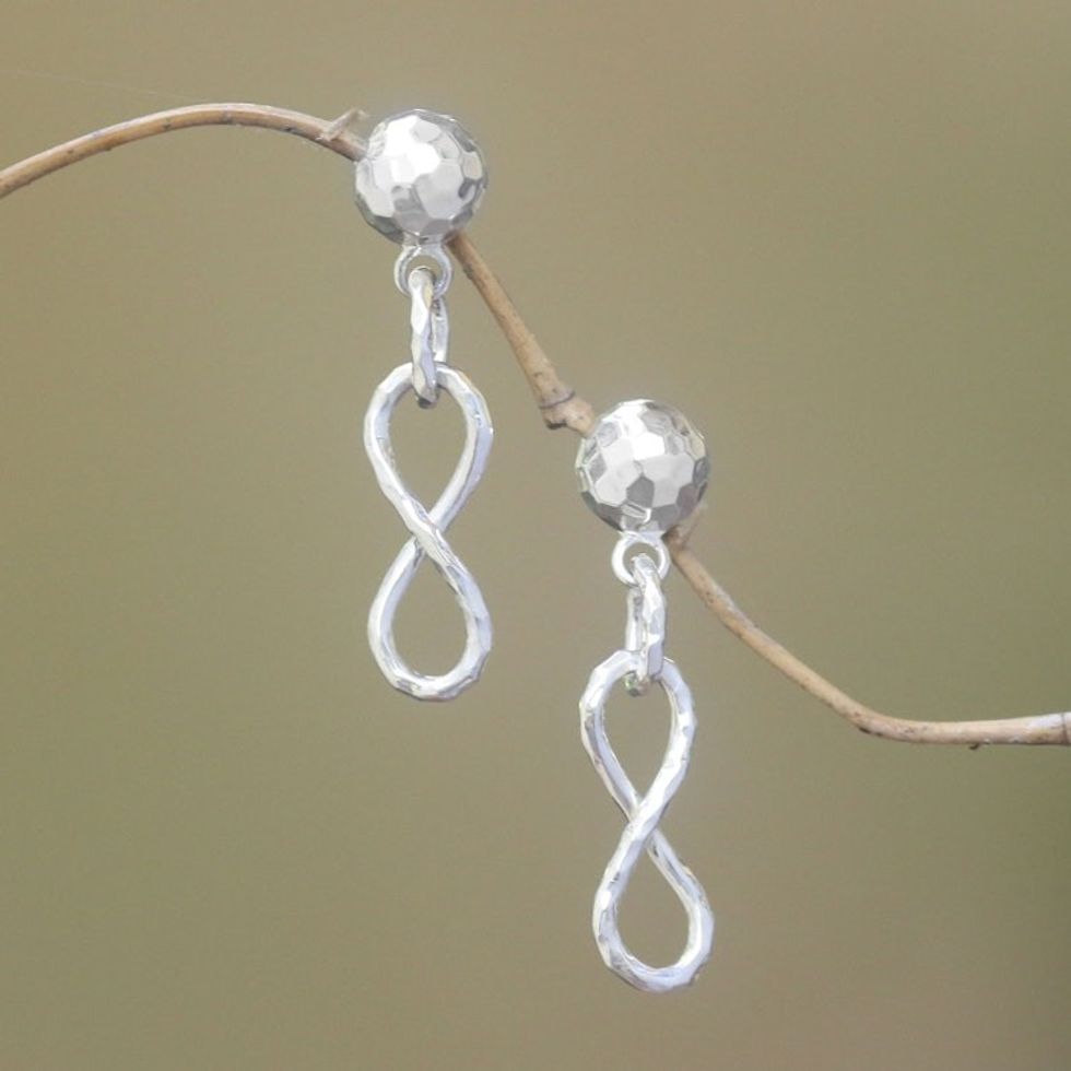 Sterling Silver Infinity Symbol Dangle Earrings from Bali 'Glistening Infinity'