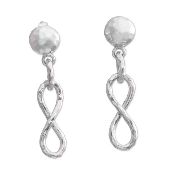 Alternate image for Sterling Silver Infinity Symbol Dangle Earrings from Bali Glistening Infinity