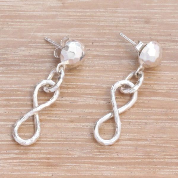 Alternate image for Sterling Silver Infinity Symbol Dangle Earrings from Bali Glistening Infinity