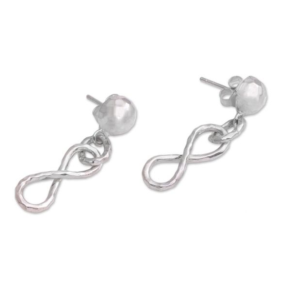 Alternate image for Sterling Silver Infinity Symbol Dangle Earrings from Bali Glistening Infinity