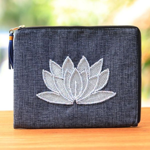 Alternate image for Floral Embellished Jute Coin Purse in Midnight from Java Gods Grace in Midnight