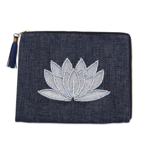 Alternate image for Floral Embellished Jute Coin Purse in Midnight from Java Gods Grace in Midnight