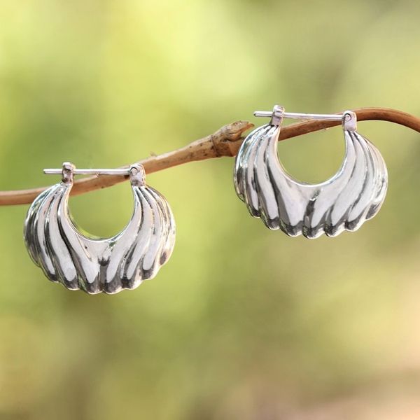 Alternate image for Sterling Silver Daylight Seashells Hoop Earrings Daylight Shells