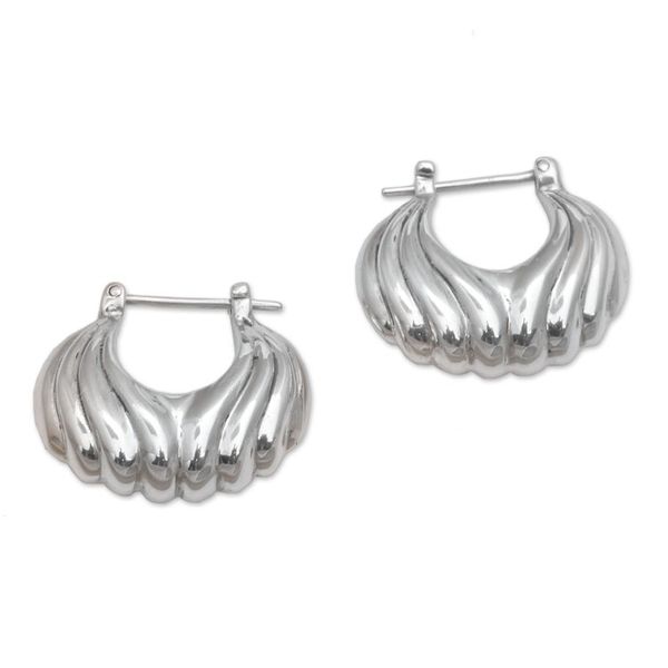 Alternate image for Sterling Silver Daylight Seashells Hoop Earrings Daylight Shells