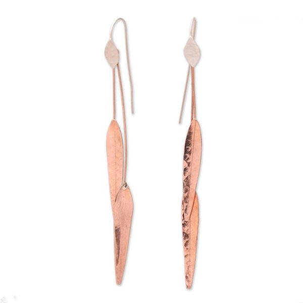 Alternate image for Handcrafted Sterling Silver and Copper Dangle Earrings Summer Points