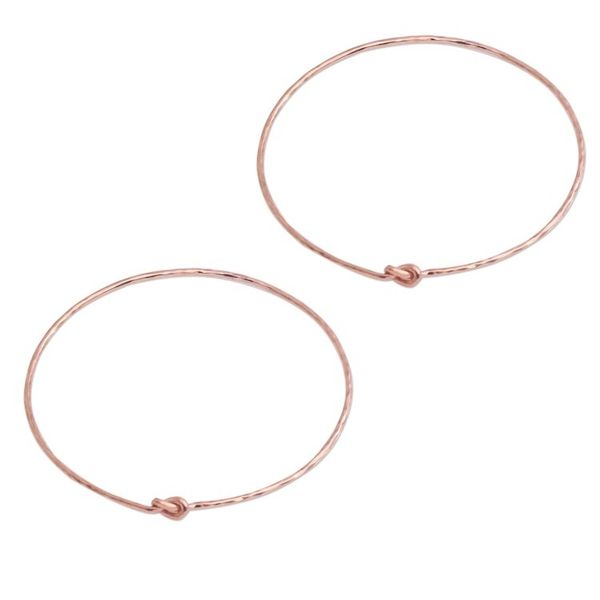 Alternate image for Pair of Rose Gold Plated Sterling Silver Bangle Bracelets Knotted Gold