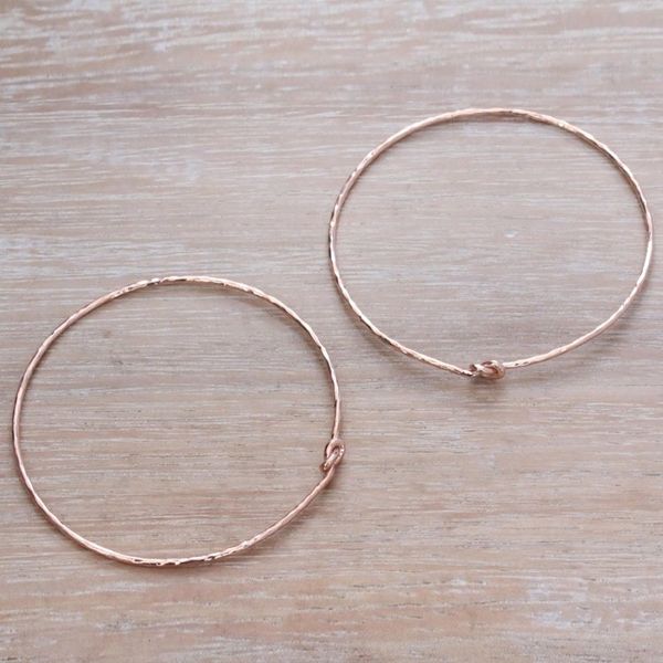 Alternate image for Pair of Rose Gold Plated Sterling Silver Bangle Bracelets Knotted Gold