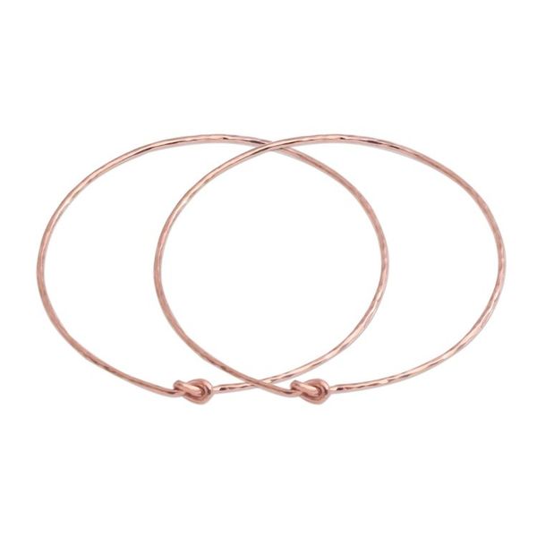 Alternate image for Pair of Rose Gold Plated Sterling Silver Bangle Bracelets Knotted Gold