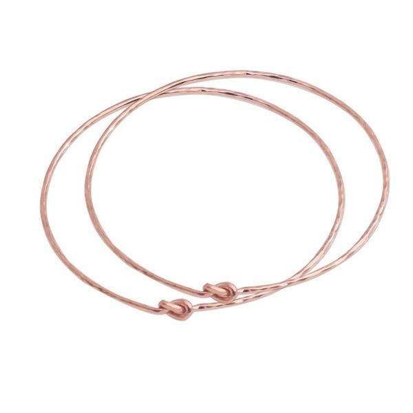 Alternate image for Pair of Rose Gold Plated Sterling Silver Bangle Bracelets Knotted Gold
