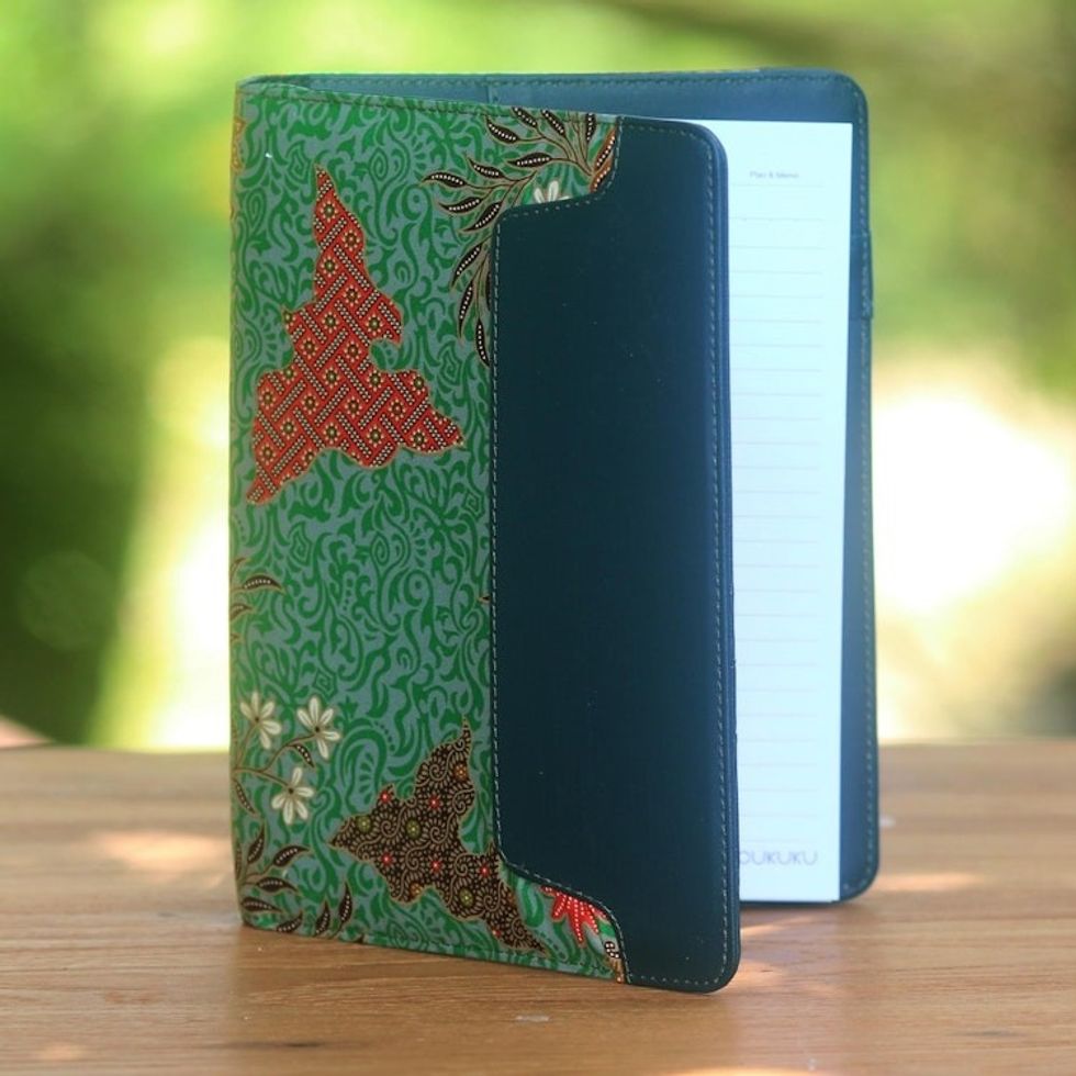 Handmade Batik Cotton Planner in Blue from Indonesia 'Writer's Eden'