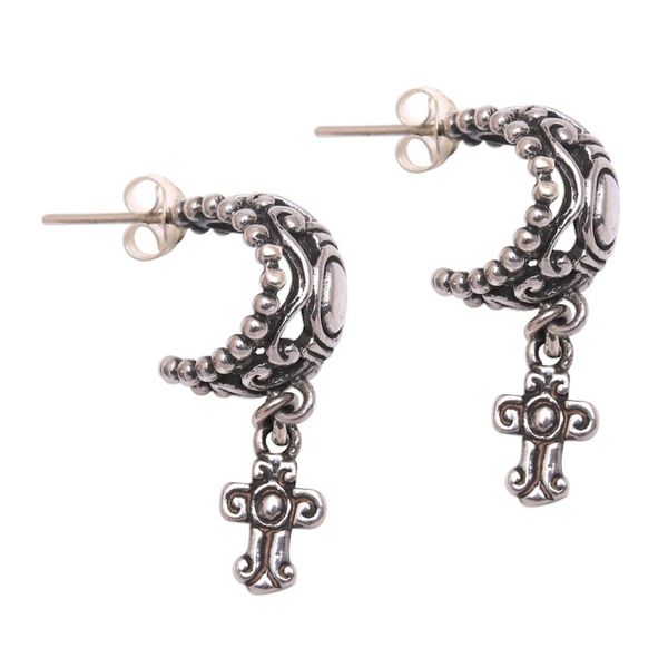 Alternate image for Sterling Silver Cross Dangle Earrings from Bali Celuk Cross