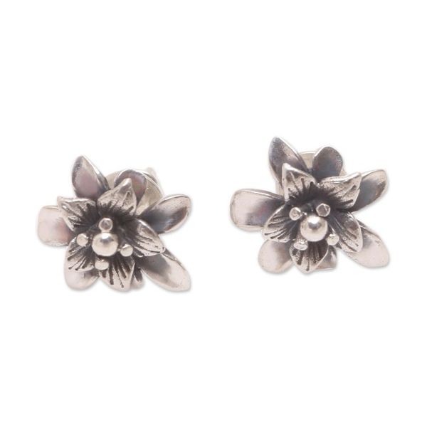 Alternate image for Sterling Silver Lotus Flower Stud Earrings from Bali Dreamy Lotus