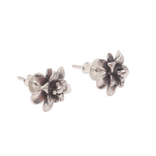 Alternate image for Sterling Silver Lotus Flower Stud Earrings from Bali Dreamy Lotus