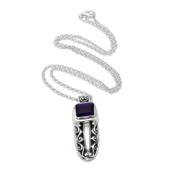 Alternate image for Faceted Amethyst Pendant Necklace from Bali Glittering Mystique