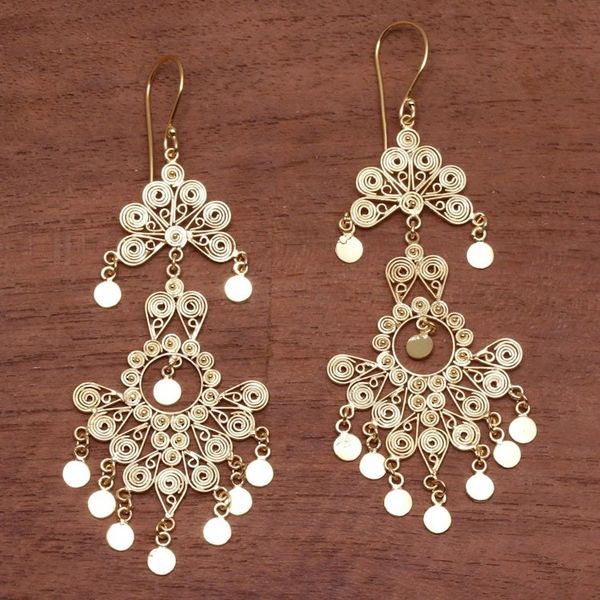 Alternate image for 18k Gold Plated Sterling Silver Chandelier Earrings Sacred Beauty