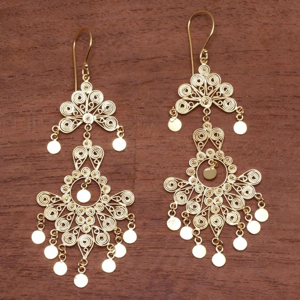 18k Gold Plated Sterling Silver Chandelier Earrings 'Sacred Beauty'