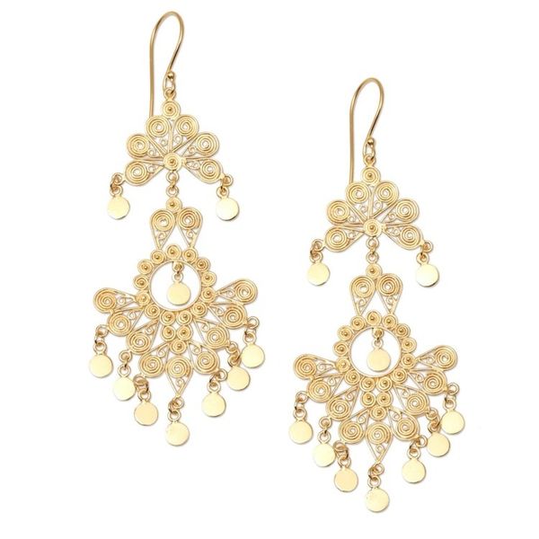 Alternate image for 18k Gold Plated Sterling Silver Chandelier Earrings Sacred Beauty