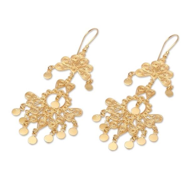 Alternate image for 18k Gold Plated Sterling Silver Chandelier Earrings Sacred Beauty