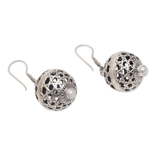 Alternate image for Round Cultured Pearl Dangle Earrings from Bali Kintamani Lanterns