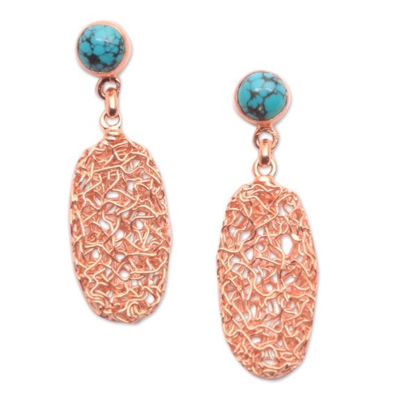 Alternate image for Oval Rose Gold Plated Magnesite Earrings from Bali Nested Ovals