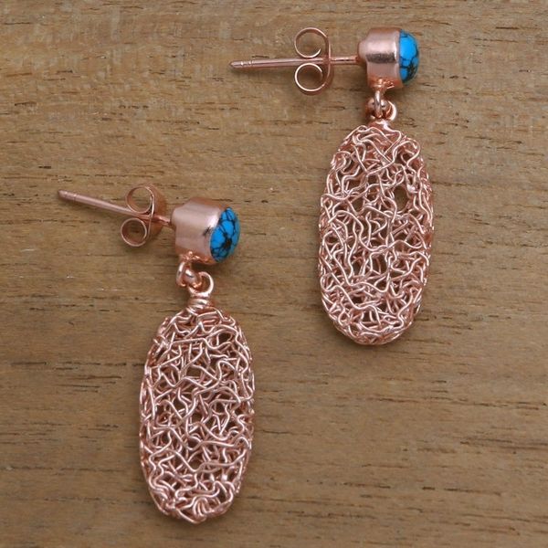 Alternate image for Oval Rose Gold Plated Magnesite Earrings from Bali Nested Ovals