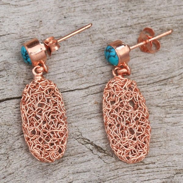 Alternate image for Oval Rose Gold Plated Magnesite Earrings from Bali Nested Ovals