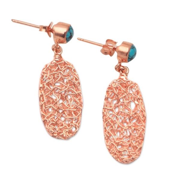 Alternate image for Oval Rose Gold Plated Magnesite Earrings from Bali Nested Ovals