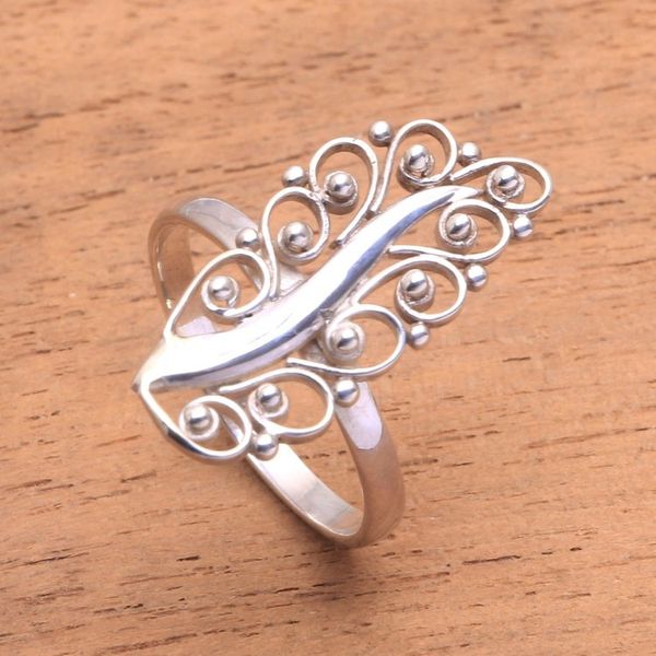 Alternate image for Sterling Silver Leaf Cocktail Ring from Bali Royal Leaf