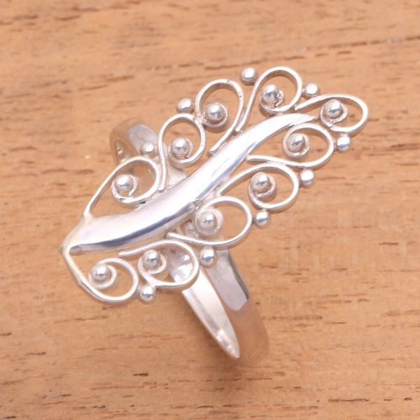 Alternate image for Sterling Silver Leaf Cocktail Ring from Bali Royal Leaf