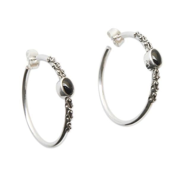 Alternate image for Onyx Half-Hoop Earrings from Bali Bali Memories