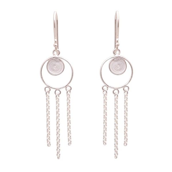 Alternate image for Circular Sterling Silver Filigree Chandelier Earrings Delightful Circles