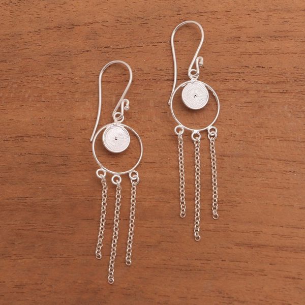 Alternate image for Circular Sterling Silver Filigree Chandelier Earrings Delightful Circles