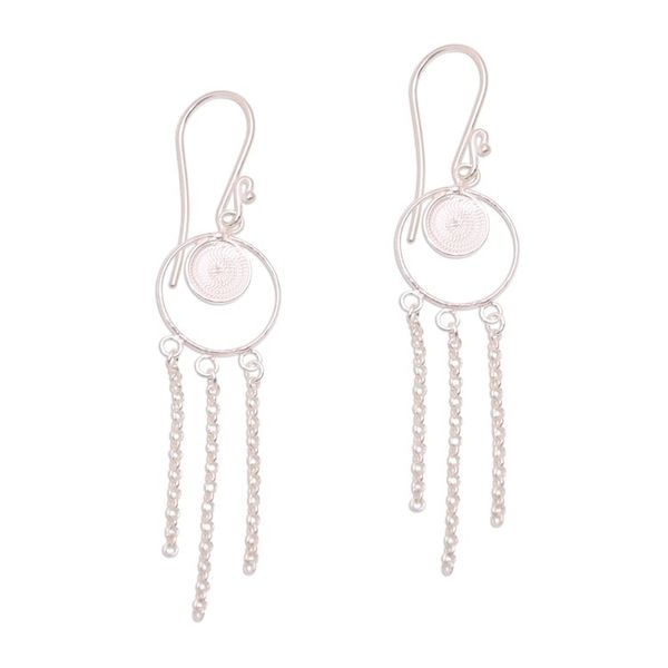 Alternate image for Circular Sterling Silver Filigree Chandelier Earrings Delightful Circles