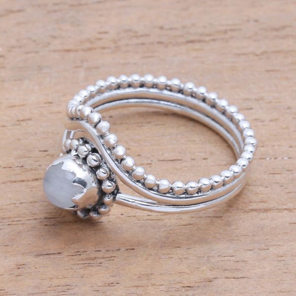 Alternate image for Dot Motif Rainbow Moonstone Cocktail Ring from Bali Enshrined