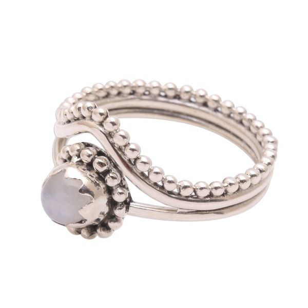 Alternate image for Dot Motif Rainbow Moonstone Cocktail Ring from Bali Enshrined