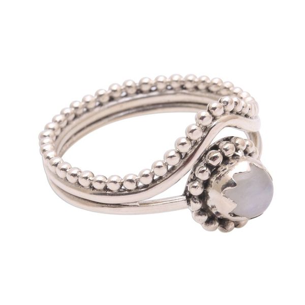 Alternate image for Dot Motif Rainbow Moonstone Cocktail Ring from Bali Enshrined