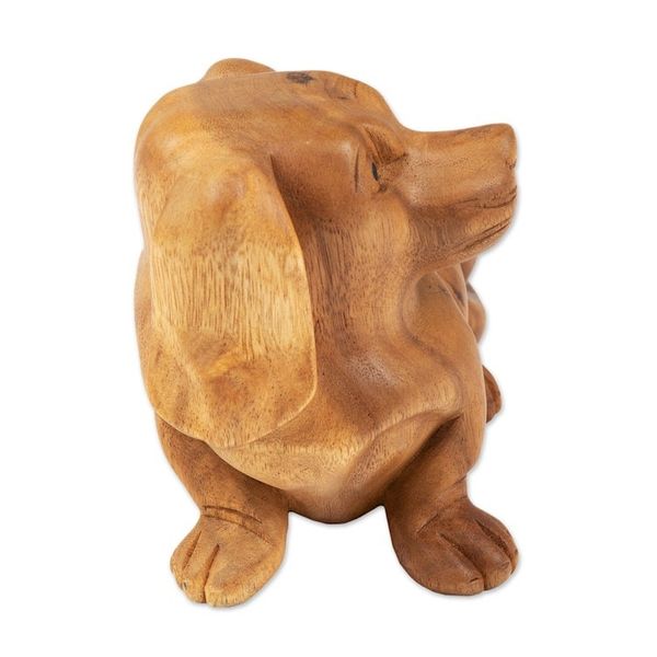 Alternate image for Suar Wood Sculpture of a Relaxing Dog from Bali Relaxing Pup