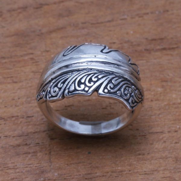 Alternate image for Sterling Silver Feather Band Ring from Bali Feather Delight