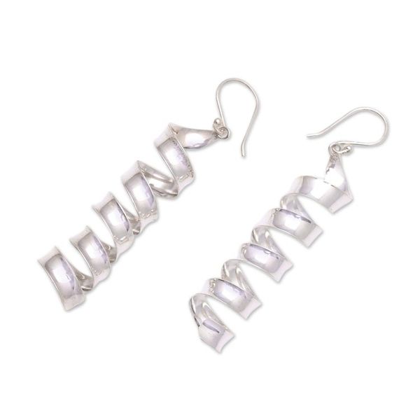 Alternate image for Spiral-Shaped Sterling Silver Dangle Earrings from Bali Spiral Shine