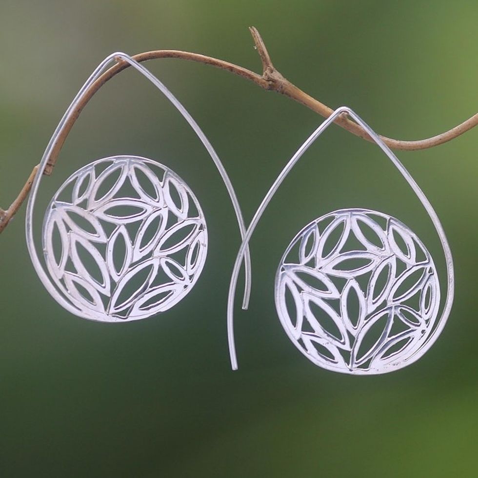 Sterling Silver Drop Earrings Handcrafted in Bali 'Seeds of Life'