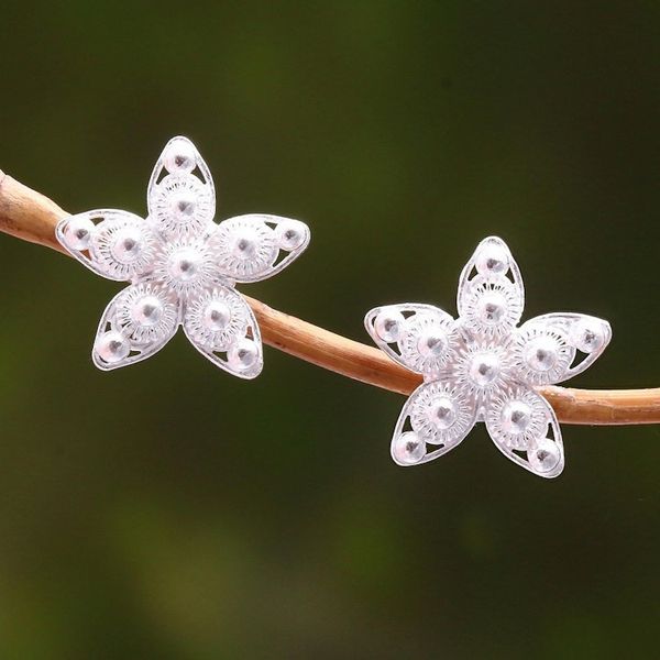 Alternate image for Sterling Silver Star Button Earrings from Java Glimmering Stars