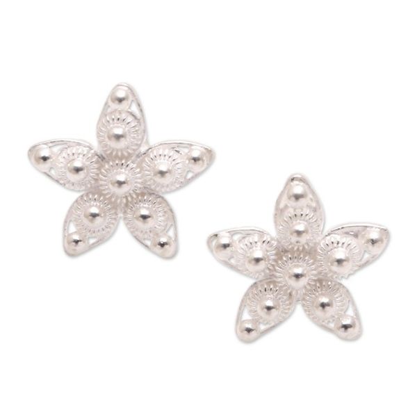 Alternate image for Sterling Silver Star Button Earrings from Java Glimmering Stars